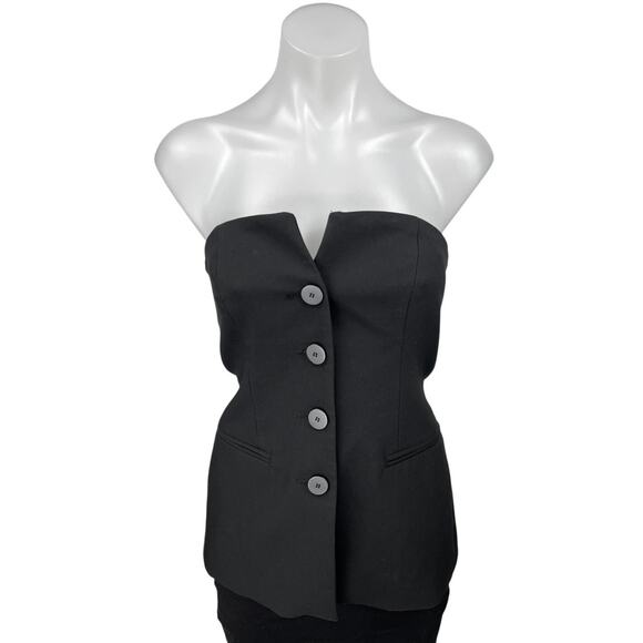 Zara Black Strapless Sleeveless Button Bustier Corset Bandeau Tube Tank Top XS - Picture 1 of 5